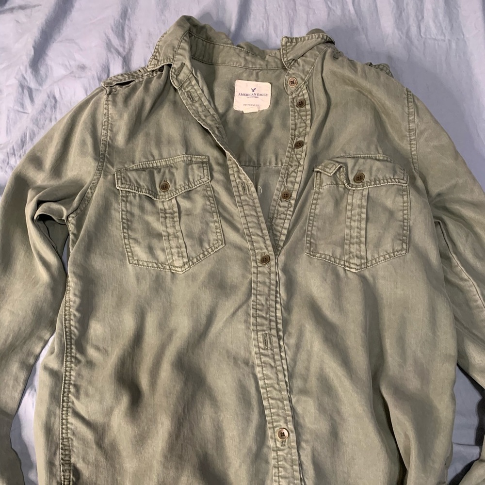 American Eagle Forest Green Flannel